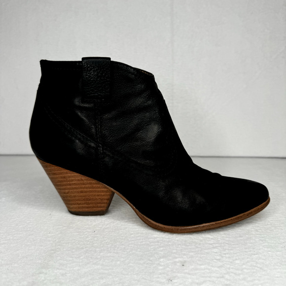 Frye Reina Black Leather Pointed Toe Side Zip Western Ankle Bootie Wmns Sz 6.5 M - Picture 6 of 16
